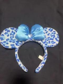 ミニーちゃん カチューシャ ディズニー ヒョウ柄 青 水色 廃盤品 レア 希少