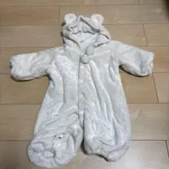 50-70cmクマ耳フード付きロンパース ホワイト