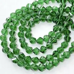 bn198/ガラスビーズ◇多面カット　クリアグリーン　2連
