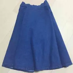 デニム膝丈スカート