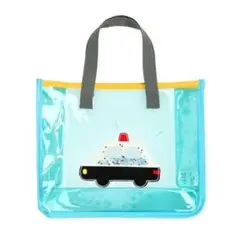 新品 /パトカー/プールバッグ/ビニール /スパンコール トートバッグ ブルー