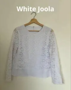 【美品】White Joola レース 長袖 ブラウス ホワイト　 サックスのサムネイル