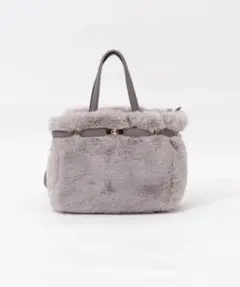 美品ANEMONE バケットTRIDEEP ファー巾着ショルダーバッグ ベージュ 