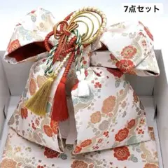 七五三◇ 小物7点セット 結び帯 草履21cm バッグ 箱付 朱赤 はこせこ