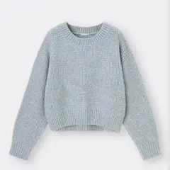 【美品】ジーユー⭐️ メランジセーター クルーネック 毛混 ニット長袖 水色 M