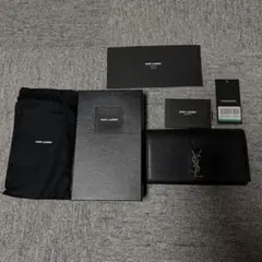SANTLAURENT 長財布　財布　黒　レザー　シルバー　サンローラン