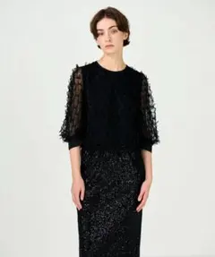 GRACE CONTINENTAL チュールリボン刺繍トップ