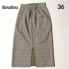doudou 36 千鳥チェック柄 フロントジップ タイトスカート