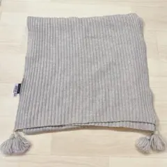 IENA グレー リブ編み ポンポン付きマフラー