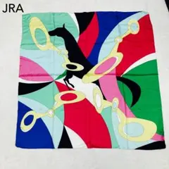 希少　新品JRA JAPANCUP シルク100% 馬柄　大判スカーフ