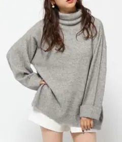 【スナイデル】ラクーンハイネックオーバーサイズニット　ミニニットワンピース