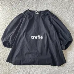 trefle トレフルプラスワン　ボリュームスリーブブラウス　ブラック　半袖のサムネイル