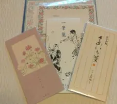 花柄便箋と封筒 A5サイズ1セット、一筆箋3冊。合計４点