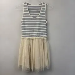 ストライプ ノースリーブ ミニワンピース M
