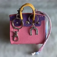 ミニチュアバッグ型チャーム ピンク 紫 黄色　小物入れ　キーホルダー