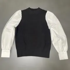 GUリブ編みバルーンスリーブニットトップス