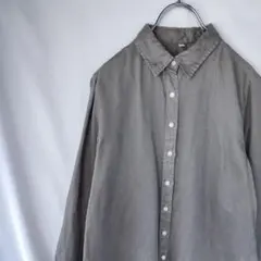 【 無印良品　麻長袖シャツM　カーキベージュ 】古着