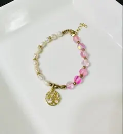 ハンドメイド パールとガラスビーズ ブレスレット