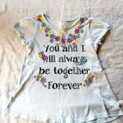 半袖Tシャツ ブルー 水色 空色 花 プリント 女の子 120cm