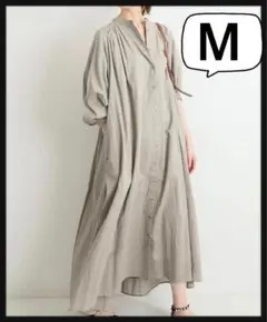 シャツワンピース ロングワンピ ベージュ Mサイズ ポケット 新品未使用