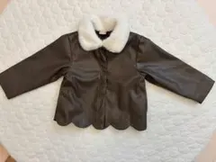 フェイクレザー ファー襟 スカラップ ジャケット 100cmのサムネイル