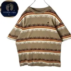 HANG-TENネイティブ柄マルチボーダーTシャツ刺繍ロゴゆったりサイズのサムネイル