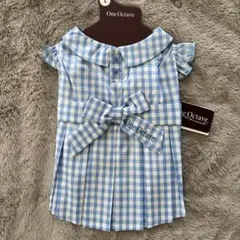 One Octave 水色ギンガムチェックワンピ Lサイズ　新品タグ付き　犬服