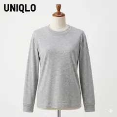 UNIQLO ユニクロ ソフトタッチ クルーネック Tシャツ 長袖 グレー 美品