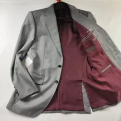 ダーバン　テーラードジャケット　ストライプ　段帰り三つボタン　ウール　グレー　M