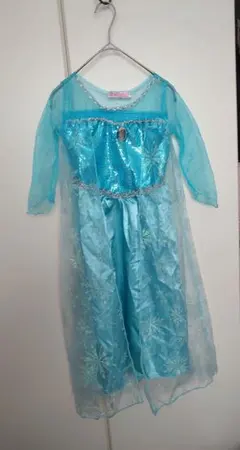 エルサ風水色ドレス 130サイズ（ティアラ無し）