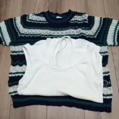 半袖ニットセーター FサイズキャミソールSサイズセット