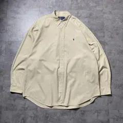 【XL】ラルフローレン　刺繍ワンポイント　ポニー　ベージュ　ボタンダウンシャツ