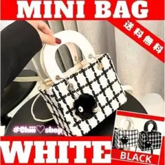 赤字値下　H67　2way［ホワイト］ハンド ショルダー マスコット ツイード