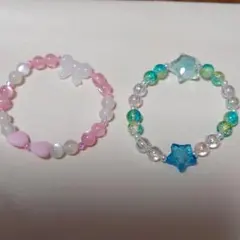 ハンドメイドビーズブレスレット２点セット