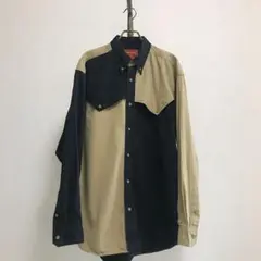 90s デザインコットンシャツ　ラングラー　wrangler デザイン古着