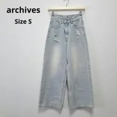 archives アルシーヴ ワイドデニム バギーパンツ Sサイズ ダメージ加工のサムネイル