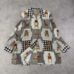 90s ヴィンテージ ブラウス　バロック　チェア柄　レトロシャツ 昭和レトロ
