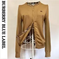 美品 バーバリー ブルーレーベル カーディガン ノバチェック ホース キャメル