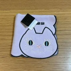 【新品・未使用】ANNA SUI アナスイ ハンドタオル 猫 刺繍 色:パープル