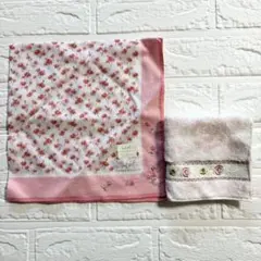 【未使用】ピエールバルマン ハンカチ＆タオルハンカチ 2点セット 花柄 刺繍