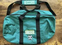 90s ボストンバック【サッカー】グリーン　希少デザイン　大容量　レア