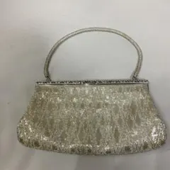 シルバー ビーズパーティハンドバッグ（和装にも）