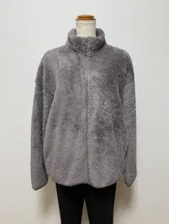 UNIQLO ボアジャケット フリース グレー スタンドカラー