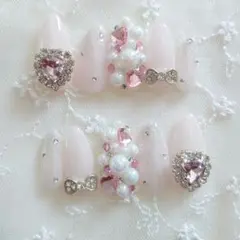 現品❤韓国 ワンホン 量産型 ちゅるん フレンチガーリー 埋め尽くしネイルチップ