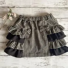 ハンドメイド　女の子　スカート　110〜120 チェック柄　サイドにギャザー