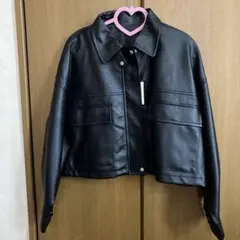 グレイル　ライダース　ブラック クロップドレザージャケット Fサイズ