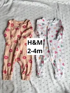 H&M 2-4m 62 ジップアップロンパース パジャマ