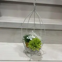 アイアン　フラワースタンド　アンティーク調　ホワイト　オブジェ