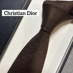 美品　クリスチャンディオール　ネクタイ　茶色　トロッター柄