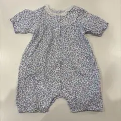 ミキハウス　ロンパース　花柄　うさぎ　フリル　紫　パープル　50-60